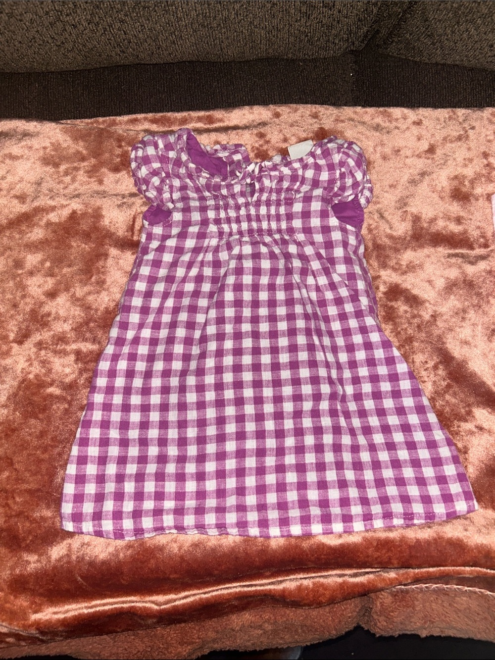 Old Navy Purple and White Gingham Girls Dress